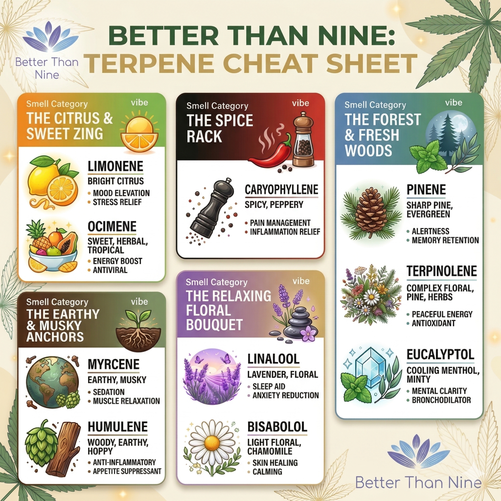 Comprehensive Terpene Chart for Better Than Nine Strains